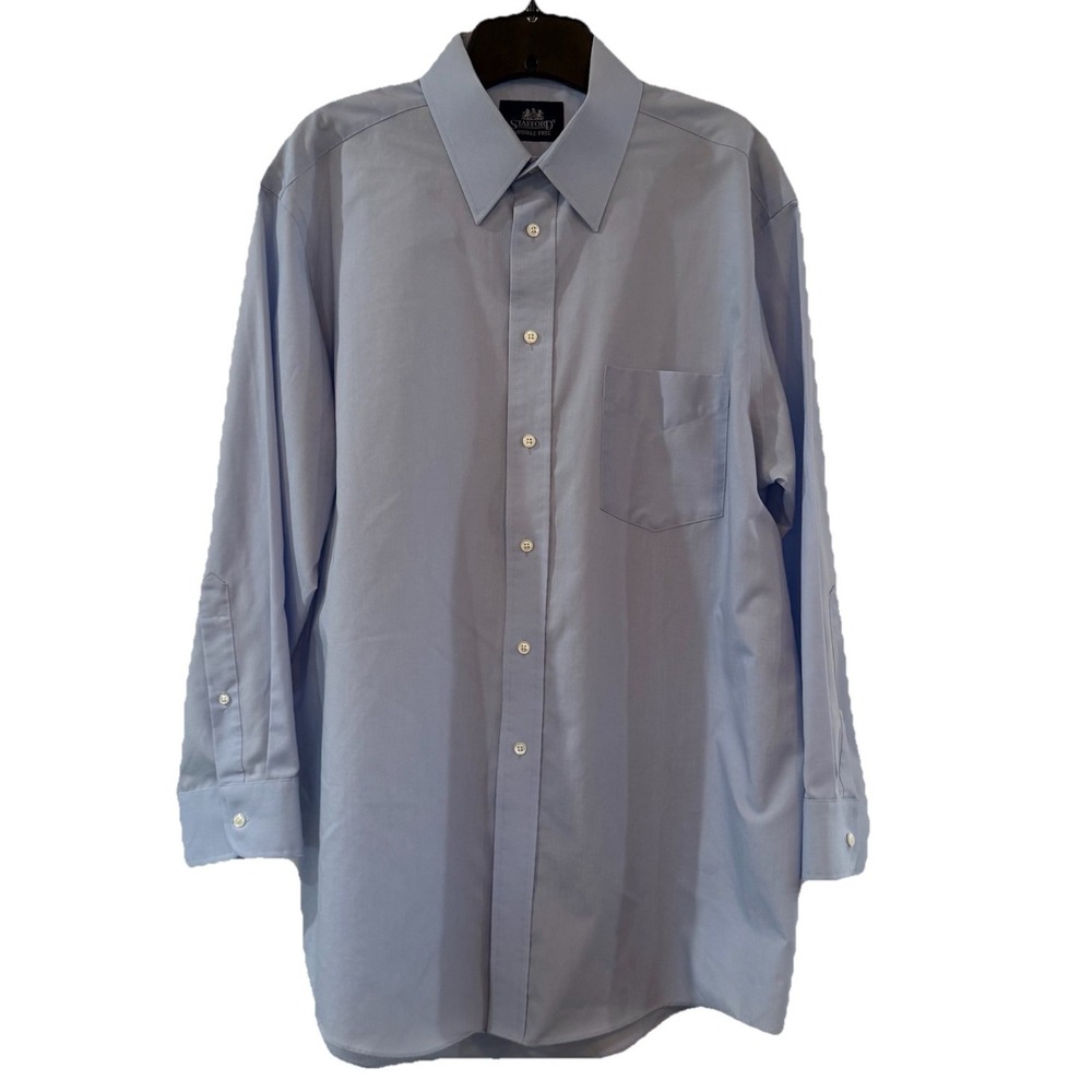 Stafford Men's 16.5x32 Light Blue Wrinkle Free Dress Shirt business casualLarge